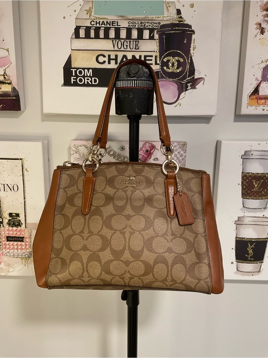 Coach Handbags - EUC Coach Small Christy Signature Canvas Tote - CLL1001